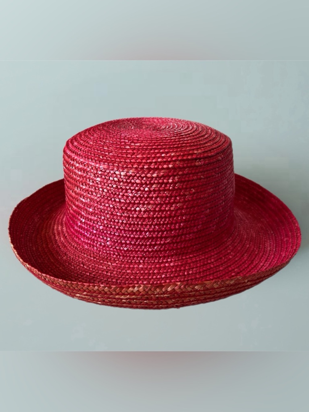Straw Boater Hat in Red
